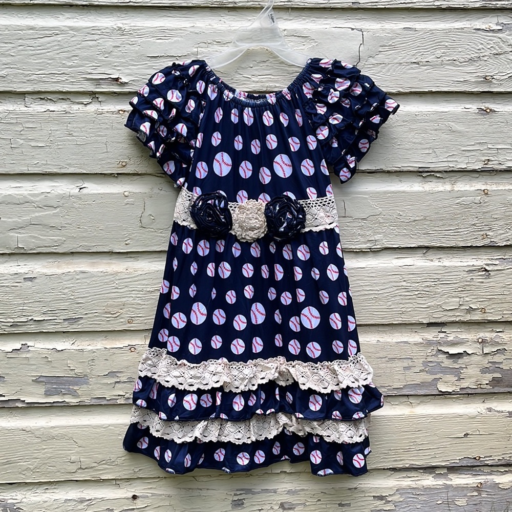 Take Me Out To The Ballgame Vintage Style Tiered baseball dress